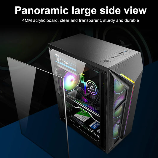 Transparent Computer Case With RGB Light For ATX/M-ATX/ITX Motherboard SSD HDD USB3.0 ATX Power Supply 310mm GPU Graphic Card