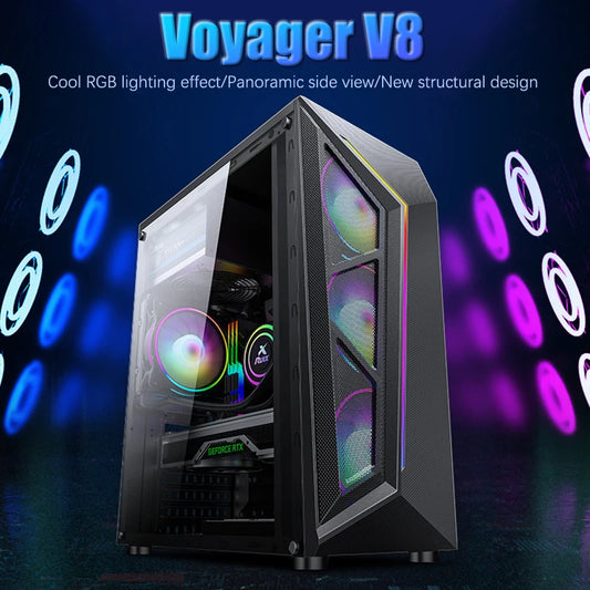 Transparent Computer Case With RGB Light For ATX/M-ATX/ITX Motherboard SSD HDD USB3.0 ATX Power Supply 310mm GPU Graphic Card